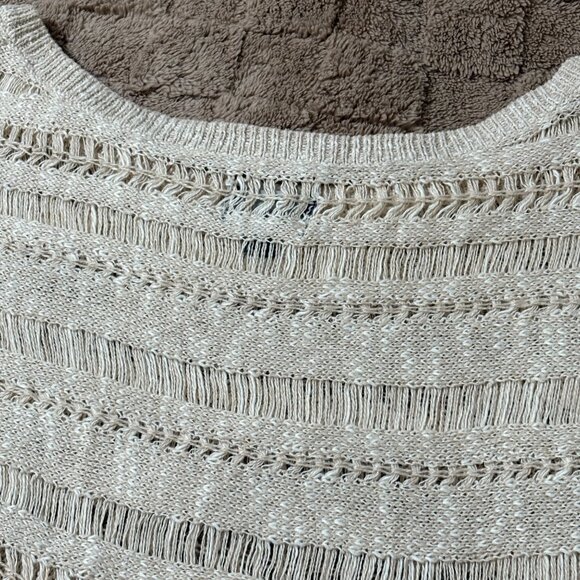 American Eagle Outfitters Crochet Woven Tassel Fringe Boho Top Oatmeal S - Picture 9 of 9